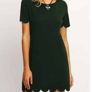 NWOT Green Scallop Short Summer Dress Size small